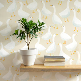 Whimsical Goose Pattern Soft Neutral Style Tapete