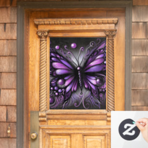 Whimsical Gothic Butterfly Lila Black Colorful Fensteraufkleber