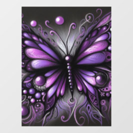 Whimsical Gothic Butterfly Lila Black Colorful Fensteraufkleber