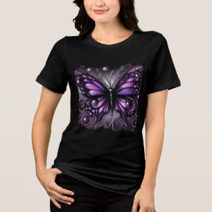 Whimsical Gothic Butterfly Lila Black Colorful Tri-Blend Shirt
