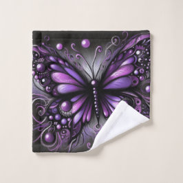 Whimsical Gothic Butterfly Lila Black Colorful Waschlappen