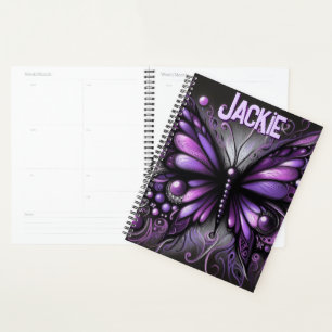 Whimsical Gothic Butterfly Lila Personalisiert Planer