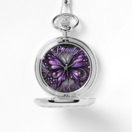 Whimsical Gothic Butterfly Purple Personalized Armbanduhr