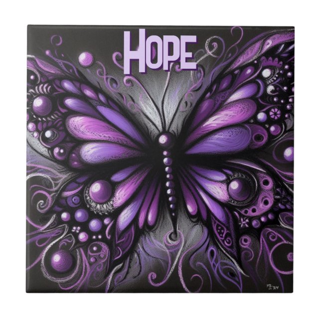 Whimsical Gothic Butterfly Purple Personalized Fliese (Vorderseite)