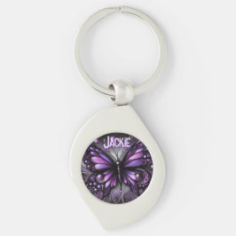 Whimsical Gothic Butterfly Purple Personalized Schlüsselanhänger