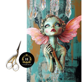 Whimsical Gothic Gargoyle Fairy Decoupage Seidenpapier