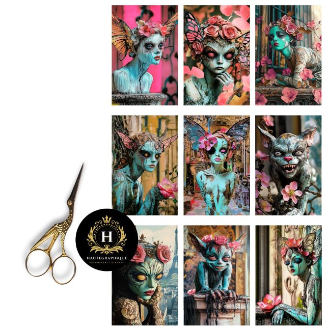 Whimsical Gothic Paris Gargoyle Decoupage Seidenpapier (Von Creator hochgeladen)