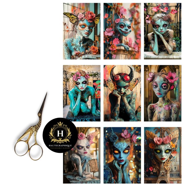 Whimsical Gothic Paris Gargoyle Decoupage Seidenpapier (Von Creator hochgeladen)