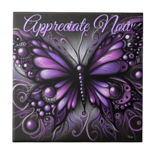 Whimsical Gothic Schmetterling Lila Personalisiert Fliese