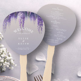 Whimsical Gradient Lila Floral Wedding Programm Fächer