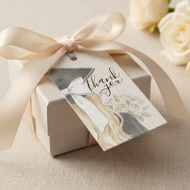 Whimsical Graduation Cap with Bow & Pearls Script Geschenkanhänger