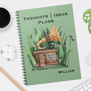 Whimsical Gramophone House Sea Green 6,5"x 8,75" Notizblock