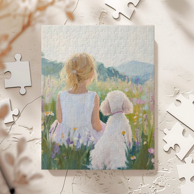 Whimsical Grand Millennium Girl and Dog Art Print Puzzle (Von Creator hochgeladen)
