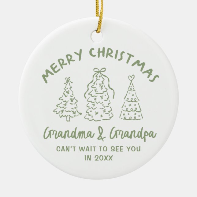 Whimsical Grandparents Pregnancy Announcement Keramik Ornament (Vorne)