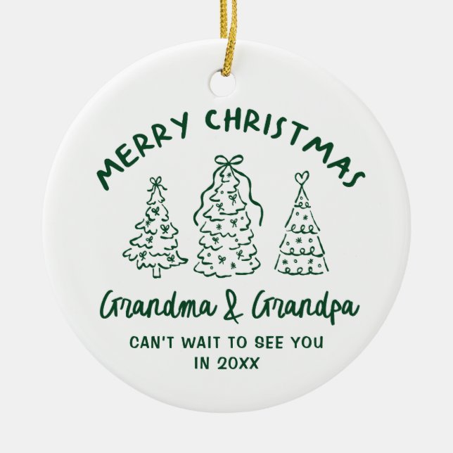 Whimsical Grandparents Pregnancy Announcement Keramik Ornament (Vorne)