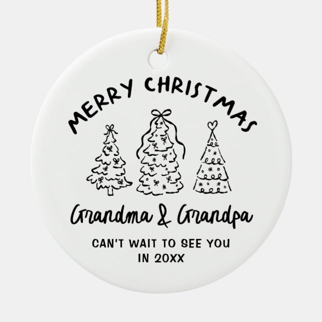 Whimsical Grandparents Pregnancy Announcement Keramik Ornament (Vorne)