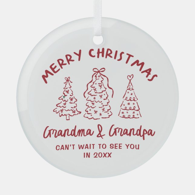 Whimsical Grandparents Pregnancy Announcement Ornament Aus Glas (Vorderseite)