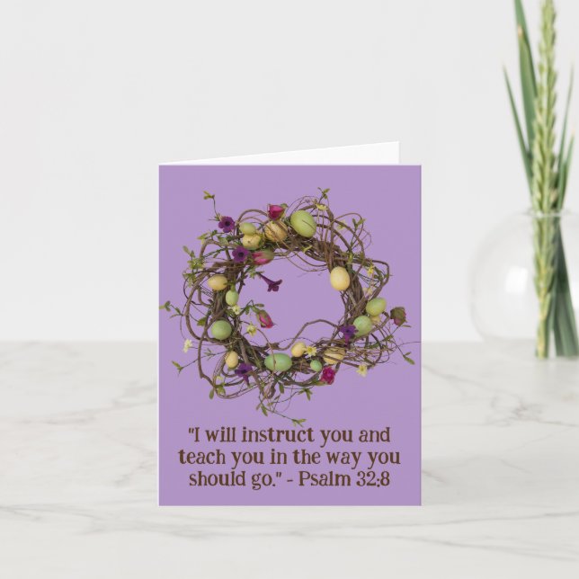 Whimsical Grapevine Floral Wreath Religious Blank Karte (Vorderseite)