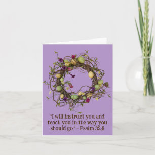 Whimsical Grapevine Floral Wreath Religious Blank Karte