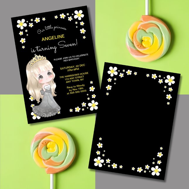 Whimsical Grau Dress Princess Floral Geburtstag Einladung (Von Creator hochgeladen)