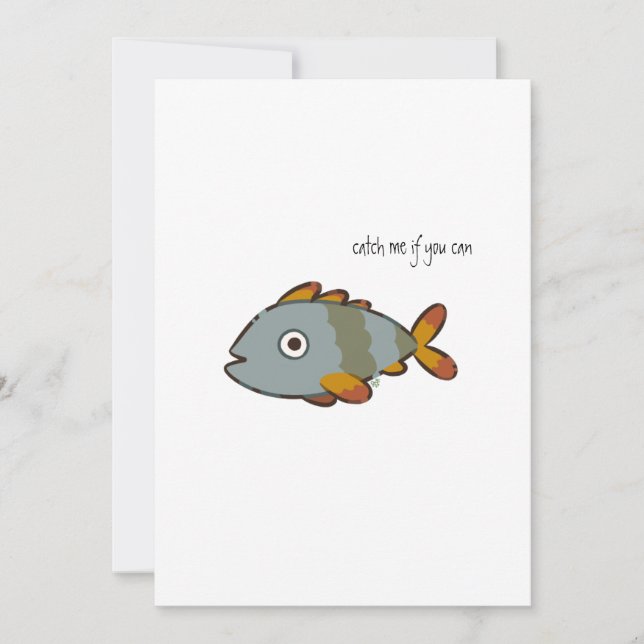 Whimsical Gray Fish Einladung (Vorderseite)