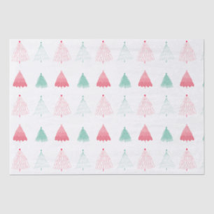 Whimsical Green and Pink Trees Weihnachten Seidenpapier