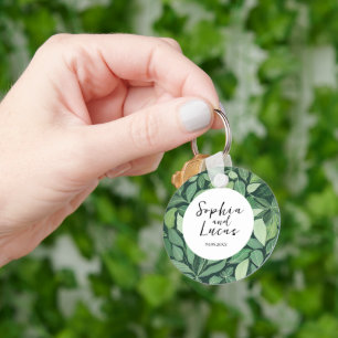 Whimsical Green Blätter Wedding Schlüsselanhänger