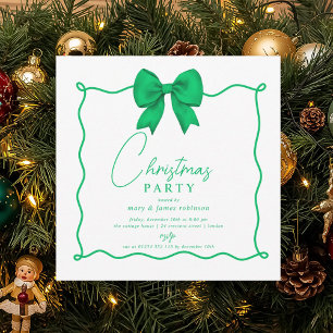 Whimsical Green Bow Weihnachtsfeier Einladung