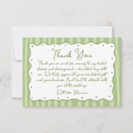 Whimsical Green Charm Hand Painted Bridal Shower Dankeskarte