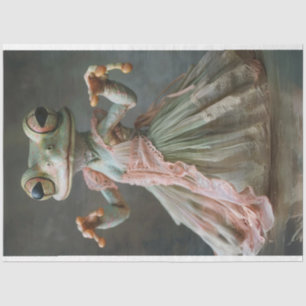 Whimsical Green Dancing Frosch in Tutu Decoupage Seidenpapier
