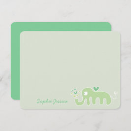 Whimsical Green Elephant Liebe Boy Girl Baby Dusch Dankeskarte