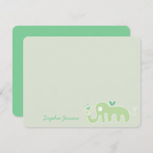 Whimsical Green Elephant Liebe Boy Girl Baby Dusch Dankeskarte