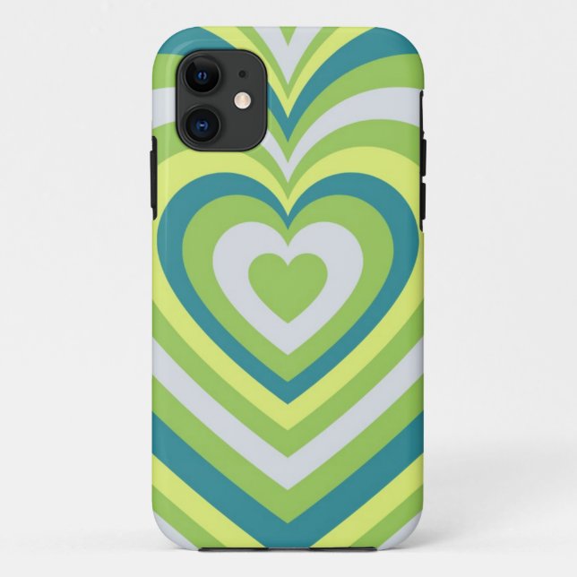 Whimsical Green Heart Playful Valentine's Day Gift Case-Mate iPhone Hülle (Rückseite)