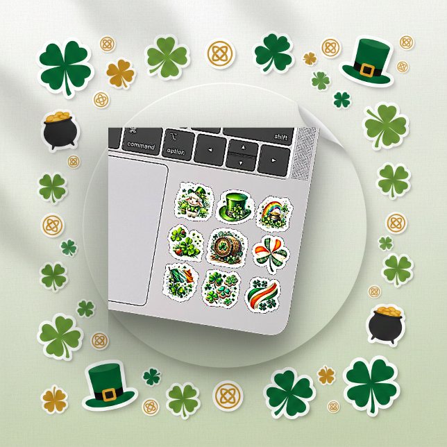 Whimsical Green Irish Folk St. Patrick’s Day Set Aufkleber (Von Creator hochgeladen)