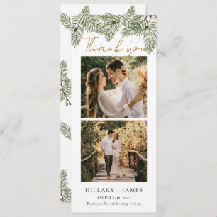 Whimsical Green Pine Foto Strip Danke Karte