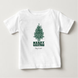 Whimsical Green Retro Weihnachtsbaum Baby T-shirt