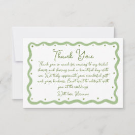 Whimsical Green Wavy Hand Painted Bridal Shower Dankeskarte