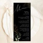 Whimsical Greenerity Black and Gold Wedding Dinner Menükarte<br><div class="desc">Treten Sie ein in eine Welt der Bezauberung mit unserem köstlichen, grünen, schwarzen und goldenen Hochzeitsmenü, das perfekt für Ihre botanische Frühjahrsheirat. Dieses Abendmenü mit einem schlauen grünen Eukalyptus und goldenen Akzenten verströmt Eleganz und moderne Laune. Stellen Sie sich einen Spaziergang durch einen zauberhaften Sommergarten vor, umgeben von den beruhigenden...</div>