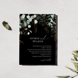 Whimsical Greenerity Black and Gold Wedding Einladung