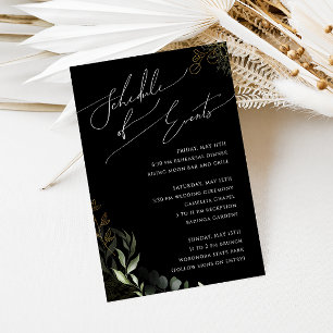 Whimsical Greenery Black & Gold Veranstaltungskale Begleitkarte