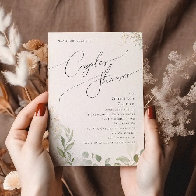 Whimsical Greenery und Gold | Dusche für Paare Einladung (Von Creator hochgeladen)