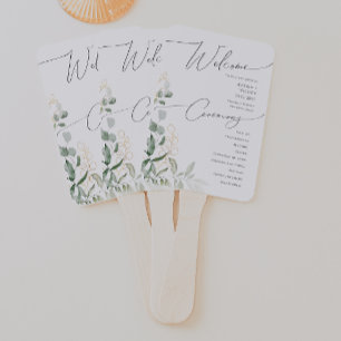 Whimsical Greenery und Gold Hochzeitsprogramm Fächer