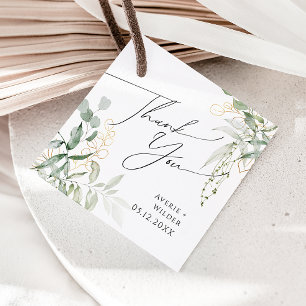 Whimsical Greenery und Gold   Vielen Dank Geschenkanhänger