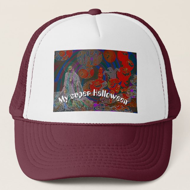 Whimsical Halloween Dreams Truckerkappe (Vorderseite)