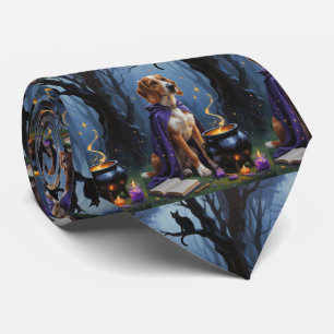 Whimsical-Halloween-Gemälde eines Afghan Hound-Hun Krawatte