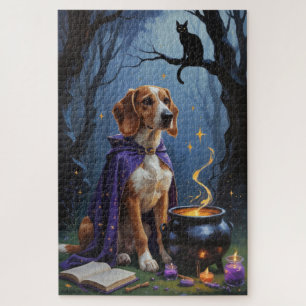 Whimsical-Halloween-Gemälde eines Afghan Hound-Hun Puzzle