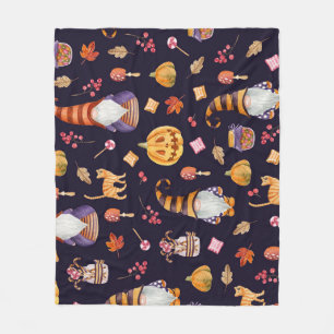 Whimsical Halloween: Gnome & Kürbisse Fleecedecke