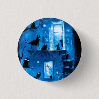 Whimsical Halloween Gothic Gruselige Schwarze Katz Button
