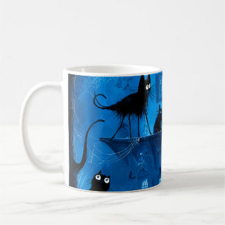 Whimsical Halloween Gothic Gruselige Schwarze Katz Kaffeetasse