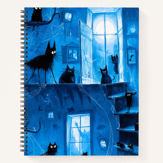 Whimsical Halloween Gothic Gruselige Schwarze Katz Notizbuch